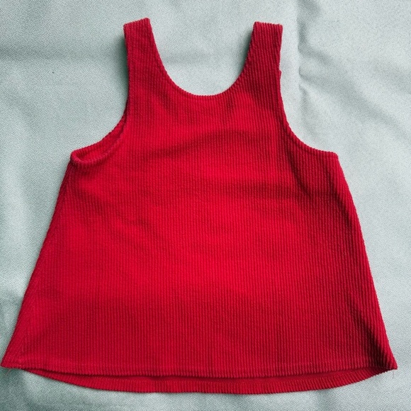 Vintage Girls Great Escape Sleeveless Red Corduroy Dog Patch Dress 5 USA Made - Picture 6 of 6